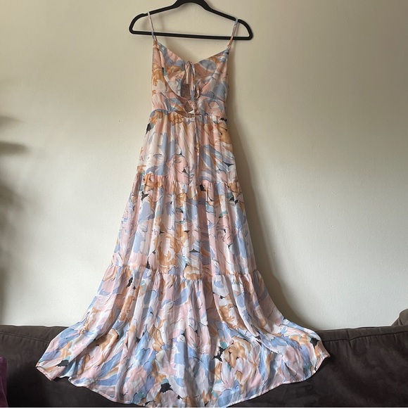 ASTR The Label BRANDY FLORAL CINCHED FRONT CUTOUT MAXI DRESS vacation beach sml - Picture 5 of 10